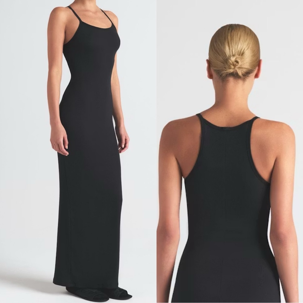 SKIMS NWT Cotton Rib Cami Maxi Dress - Soot